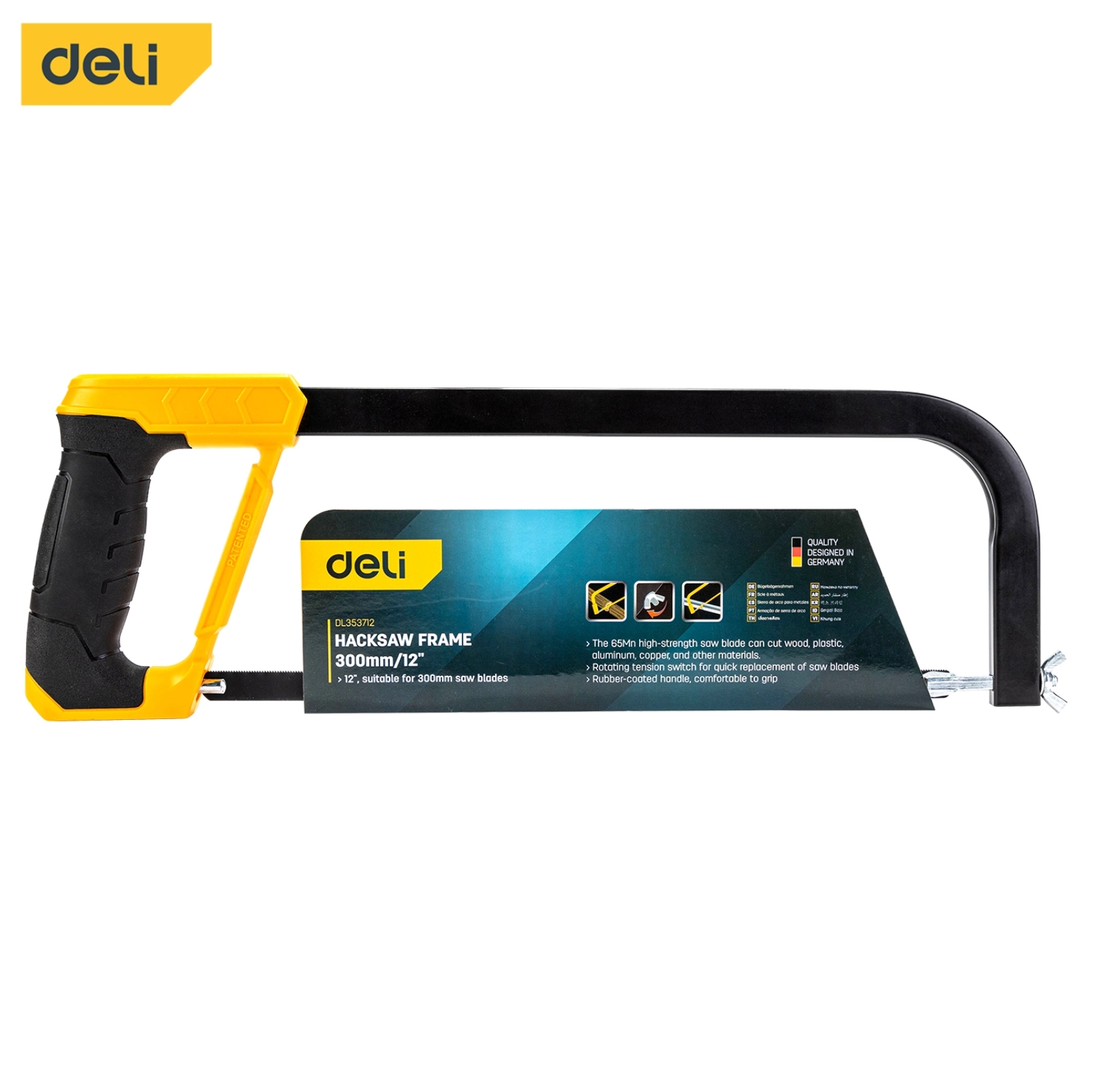 Deli得力工具 包膠鋼鋸架 12"(300mm) EDL353712