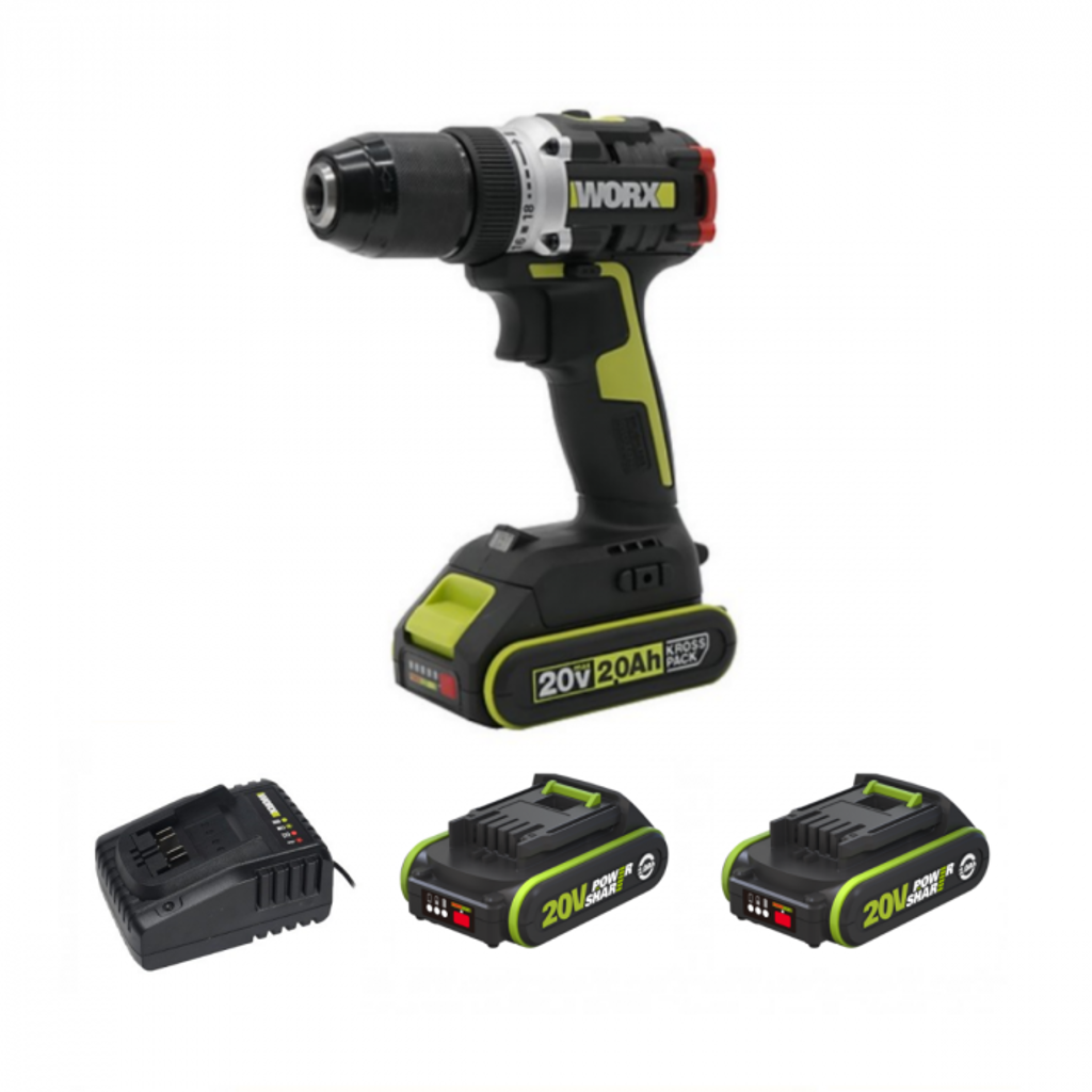 WORX|威克士 20V無刷電鑽套裝(2.0Ah鋰電*2+2A充電器) WU182X