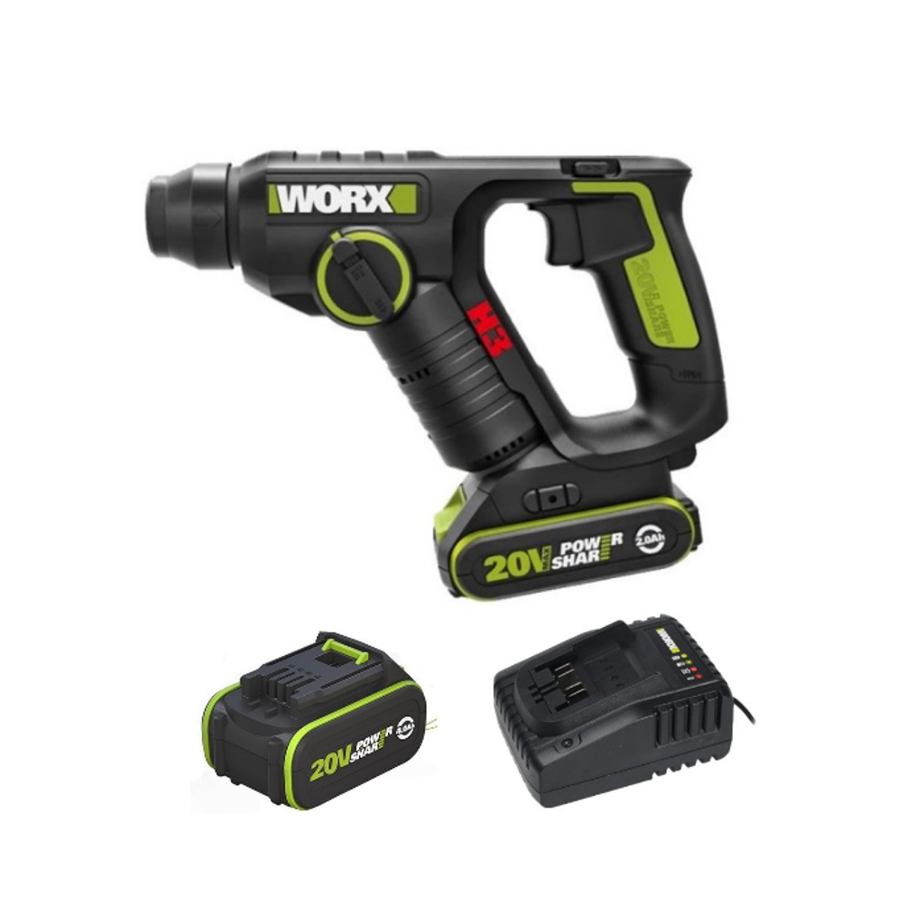WORX|威克士 20V無刷輕裝油壓鑽(4.0Ah+2.0Ah+2A充電器) WU380S.5