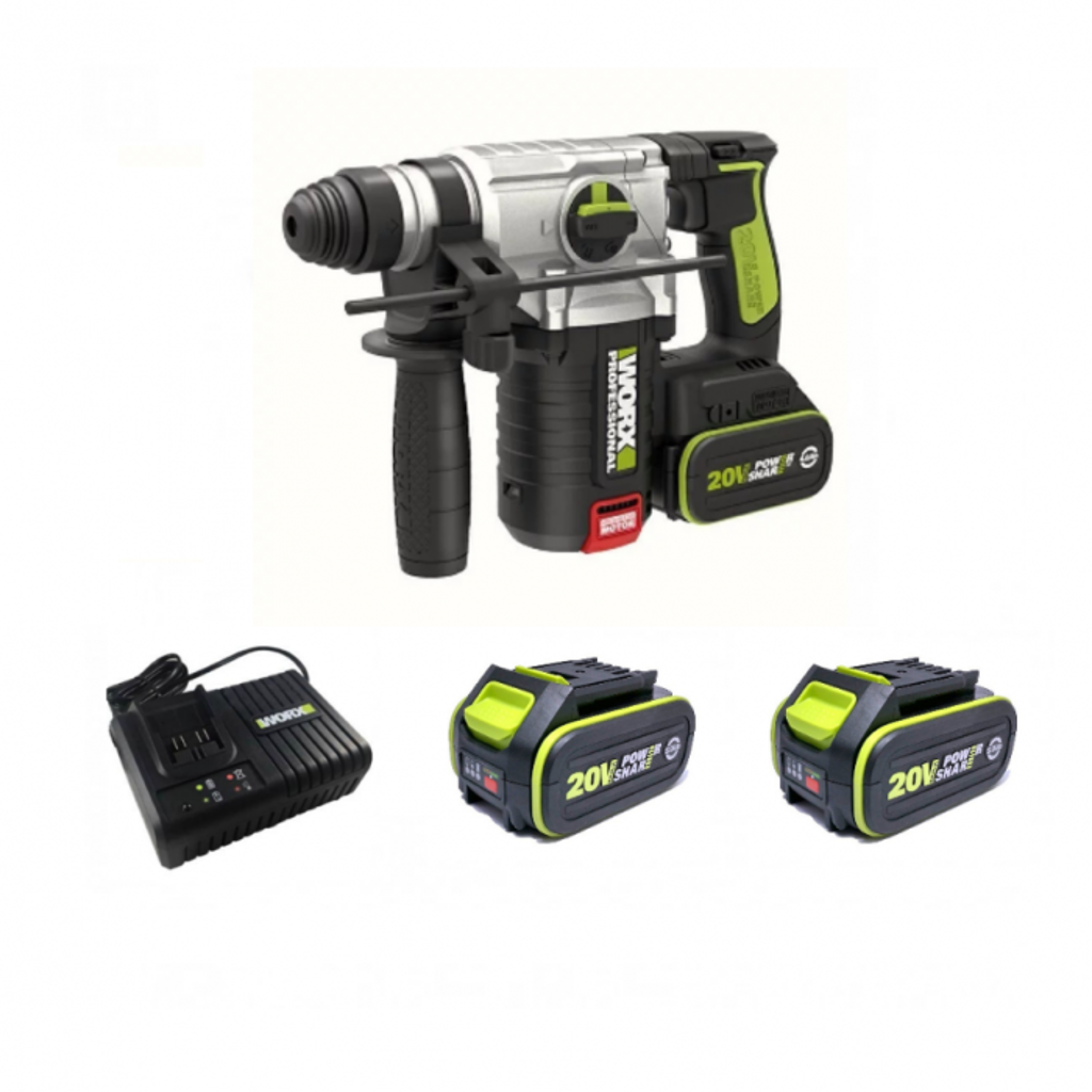 WORX|威克士 20V鋰電無碳刷電錘(5.0AH*2+6A 充電器) WU388.3