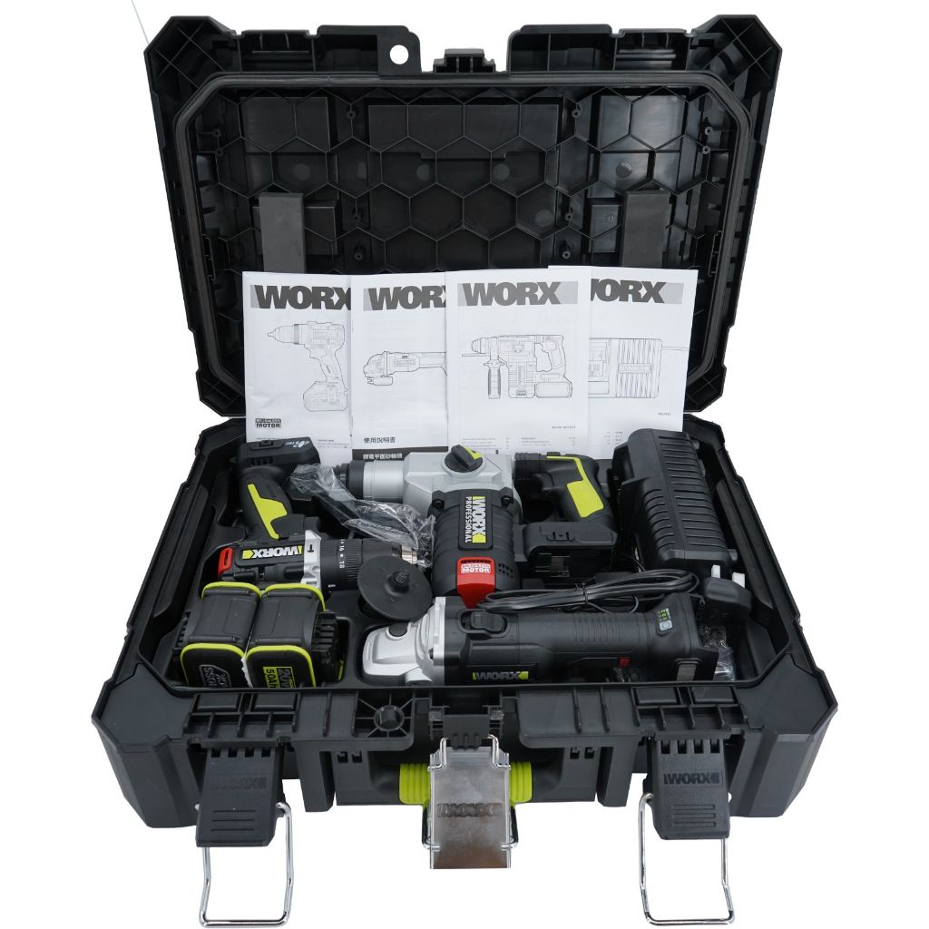 WORX|威克士20V無刷電錘+磨機+衝擊鑽三寶 (WU388+805+373)WU928