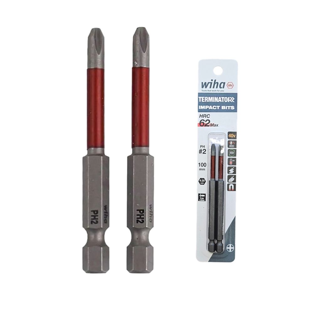 Wiha 單頭沖擊批頭 (2支裝) 小頭PH2 x 100mm WI91009C