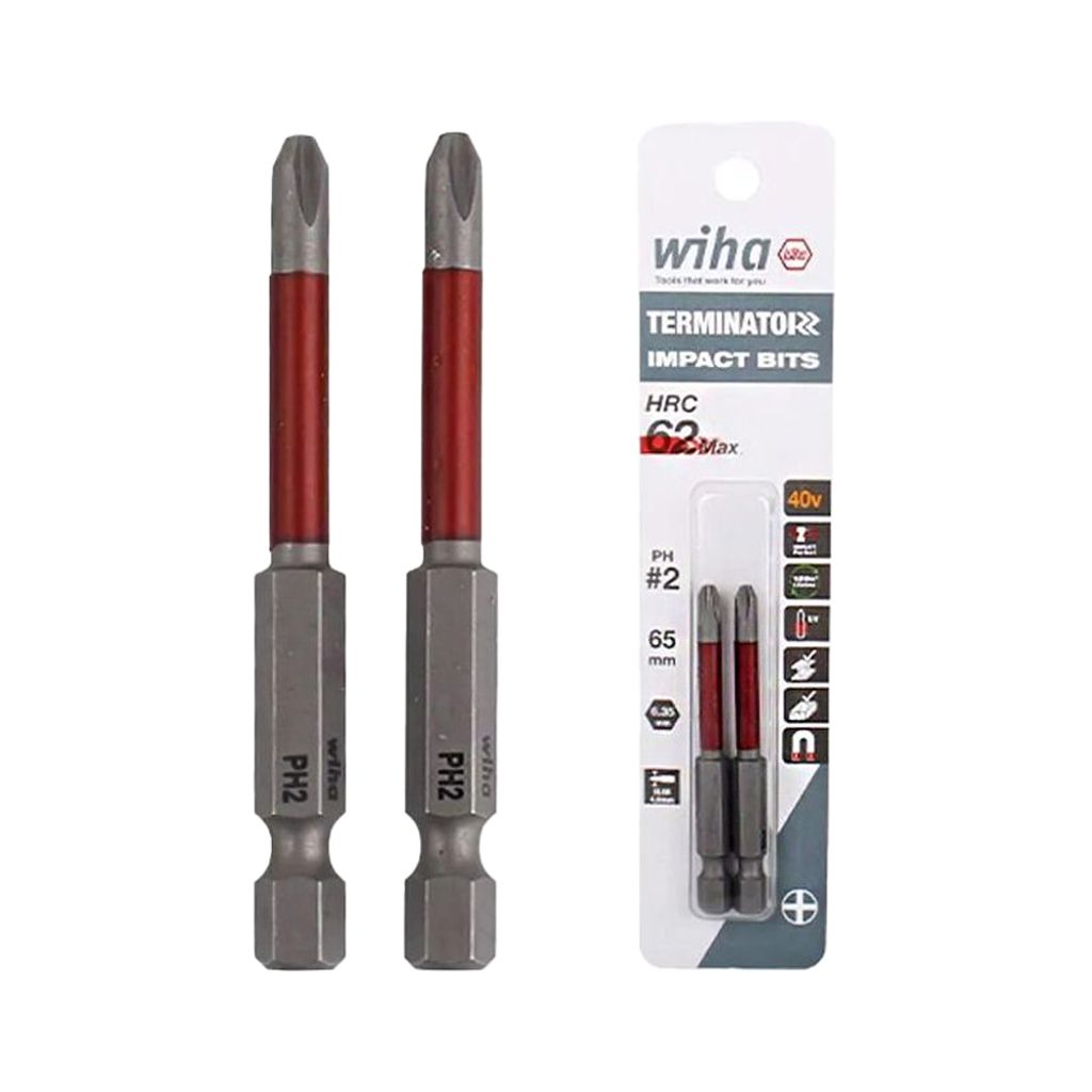 Wiha 單頭沖擊批頭 (2支裝) 小頭PH2 x 65mm WI91008C
