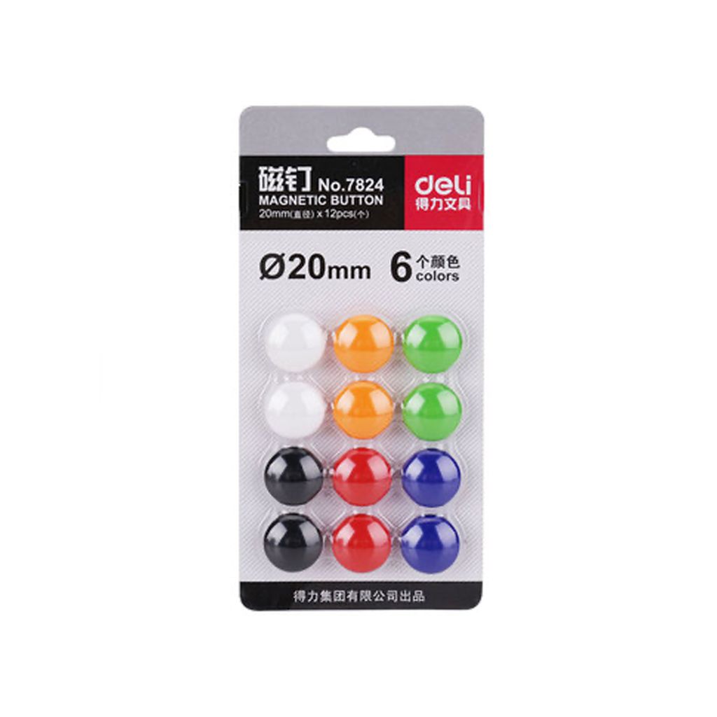 Deli得力工具 磁鈕 20MM 12粒/套 什色 7824