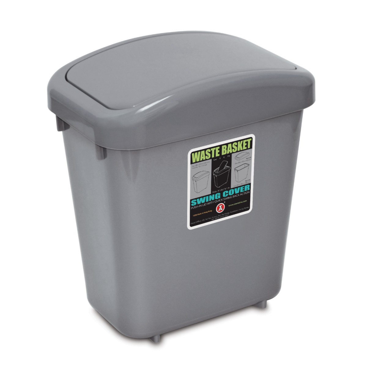 RedA|紅A牌 灰色搖蓋垃圾桶 10L