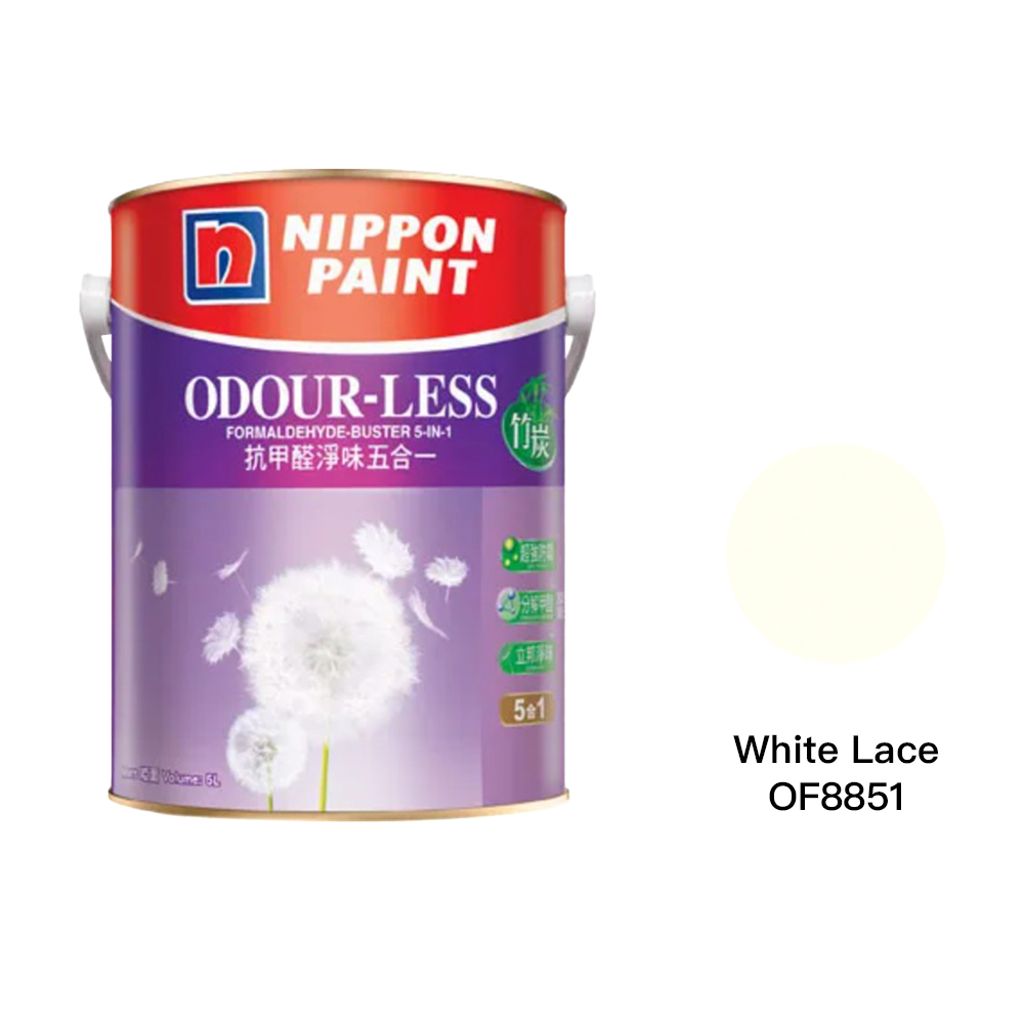 Nippon|立邦 抗甲醛淨味5合1 (竹炭配方) 內牆乳膠漆 OF8851 White Lace 1L