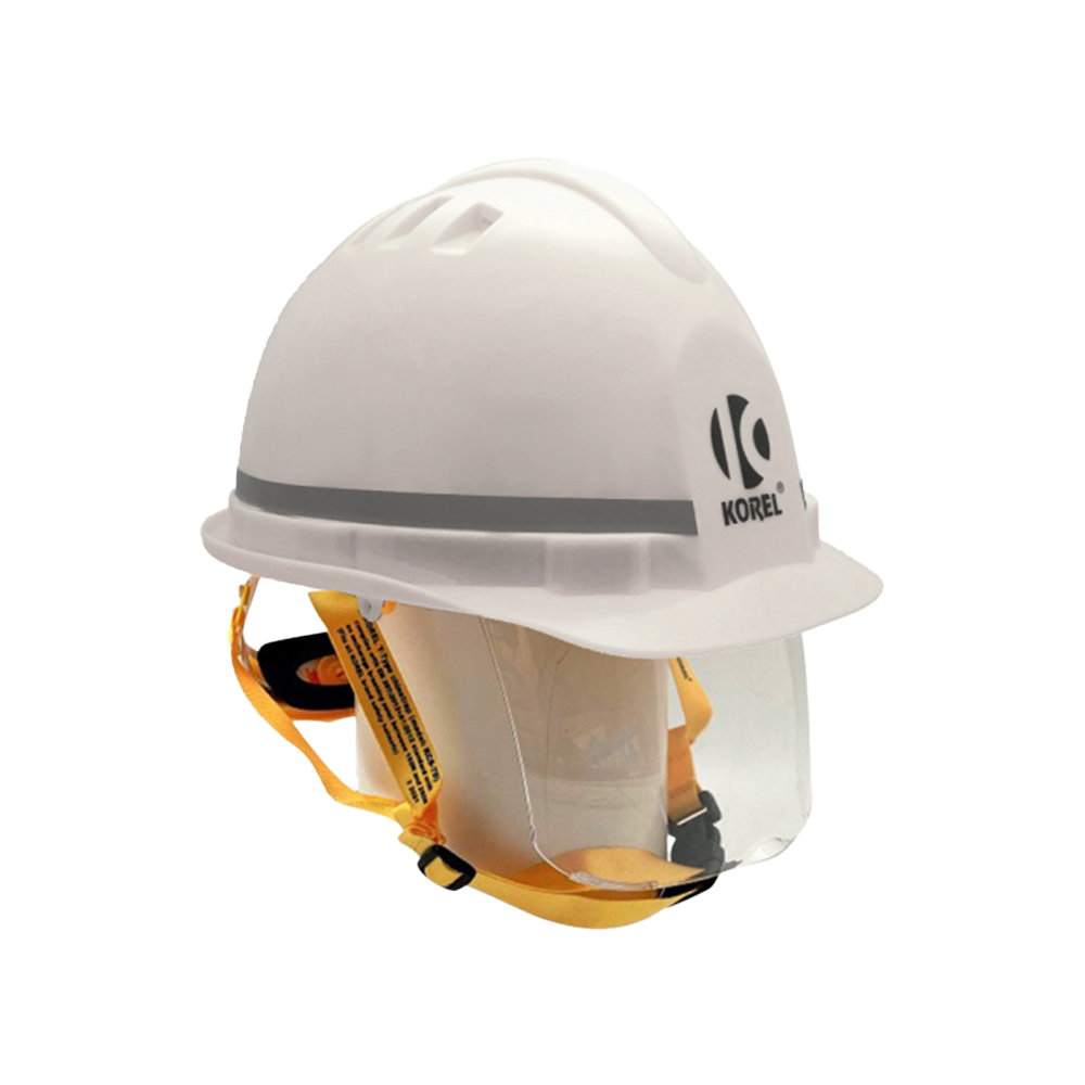 korel 安全帽 (白色) 有氣孔+短舌+轉子+織帶膽+連 7D Y帶+連鏡片 KVS-RNWDV (20個/箱)