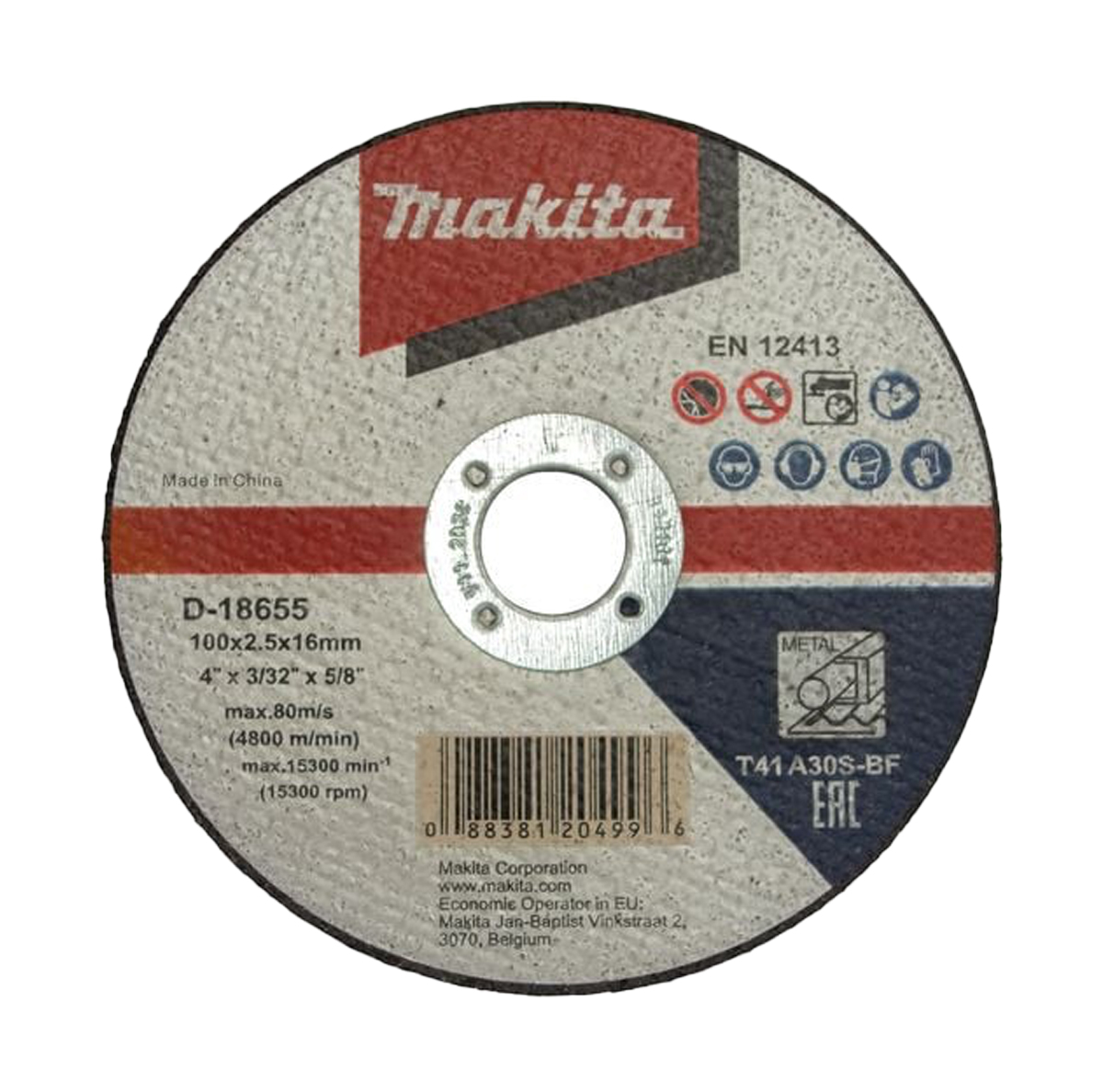 Makita|牧田 切割砂輪片 100*2.5*16mm D-18655